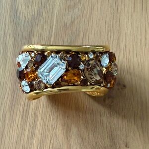 Gold-Tone Amber Crystal Stretch Bracelet